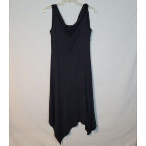 VTG Charlotte Russe Vampy Black Dress Asymmetrical Midi Draped Cowl Size Small?